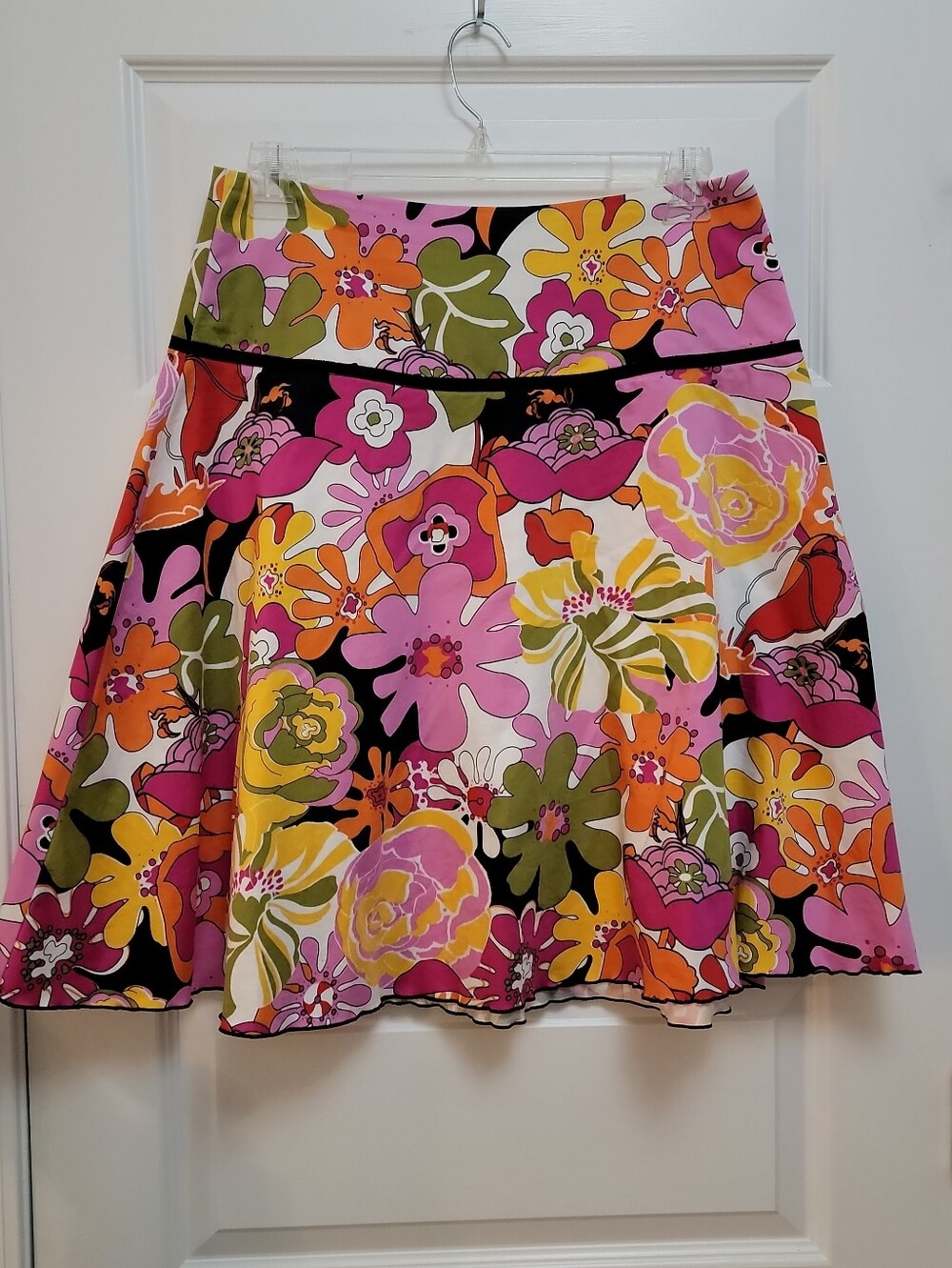 Vintage F.L. Malik multicolor flower floral print A-line skirt 60s/70s Size 10